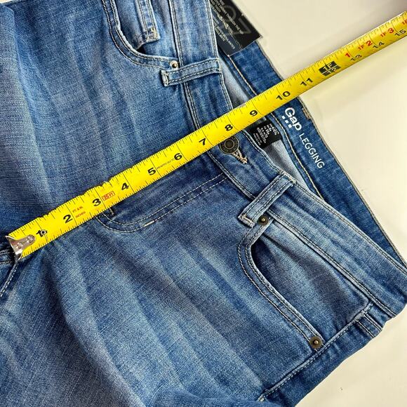 GAP Factory NWT Women's 4 27R Mid Rise Distressed Blue Stretch Jeggings - Picture 9 of 10
